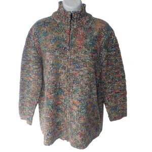 Wind River Womens MultiColor Rust Green‎ Blue Ivory Full Zip Sweater Cardigan L